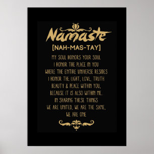 Inspirerende boeddhisme Namaste Definition Poster