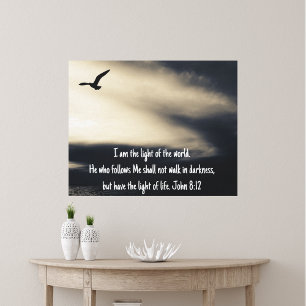 Inspirerende christelijke kunst Johannes 8 vs 12 C Canvas Afdruk