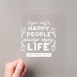 Inspirerende christelijke quote uit Spreuken 15:15 Acryl Uitnodigingen