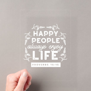 Inspirerende christelijke quote uit Spreuken 15:15 Acryl Uitnodigingen