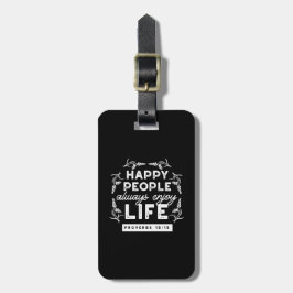 Inspirerende christelijke quote uit Spreuken 15:15 Bagagelabel
