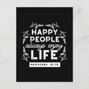 Inspirerende christelijke quote uit Spreuken 15:15 Briefkaart
