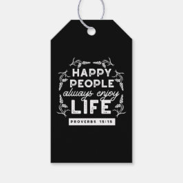 Inspirerende christelijke quote uit Spreuken 15:15 Cadeaulabel