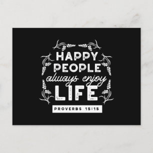 Inspirerende christelijke quote uit Spreuken 15:15 Feestdagenkaart