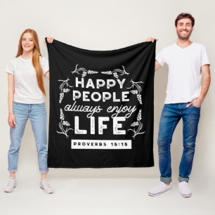 Inspirerende christelijke quote uit Spreuken 15:15 Fleece Deken