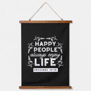 Inspirerende christelijke quote uit Spreuken 15:15 Hangend Wandkleed