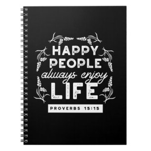 Inspirerende christelijke quote uit Spreuken 15:15 Notitieboek