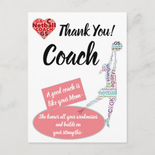 Inspirerende citaat Netball Coach Bedankt Briefkaart