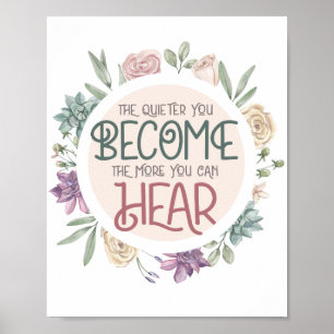 Inspirerende citaat pastel bloemenkrans poster