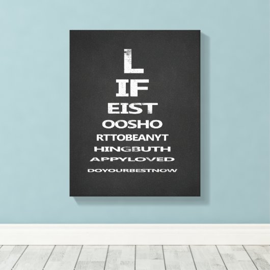 Inspirerende citaat schoolbord oogkaart sjabloon canvas afdruk (Insitu (Houten vloer))