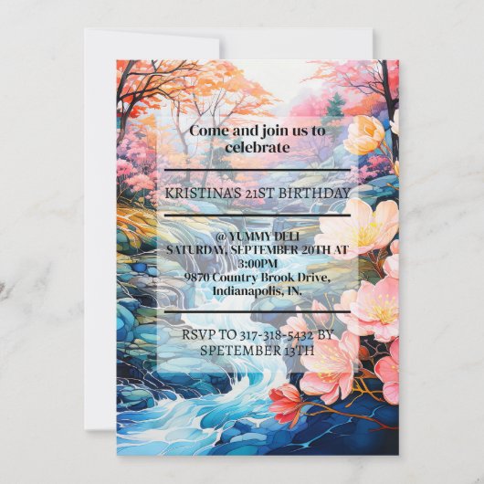 Inspirerende Country Creek verjaardagsfeestje Kaart (Voorkant)