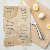 Inspirerende Crème Boeken Magie Theedoek (Quarter Fold)