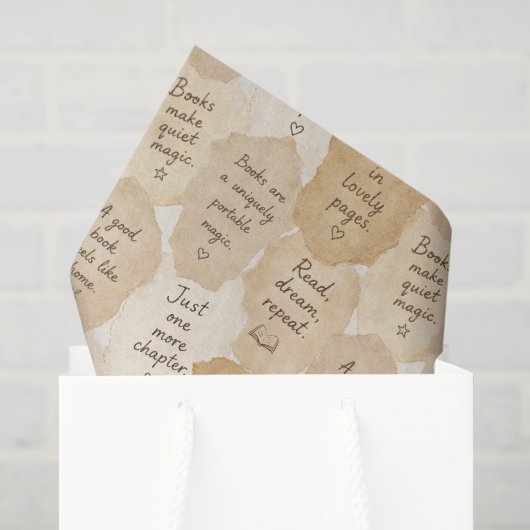 Inspirerende Crème Boeken Magie   Tissuepapier (Cadeauzakje)