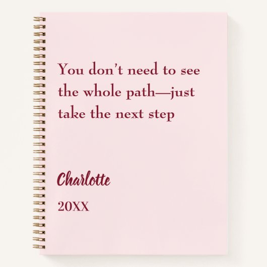 Inspirerende doel citaat in blosroze notitieboek (Voorkant)