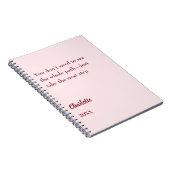 Inspirerende doel citaat in blosroze notitieboek (Rechterzijde)