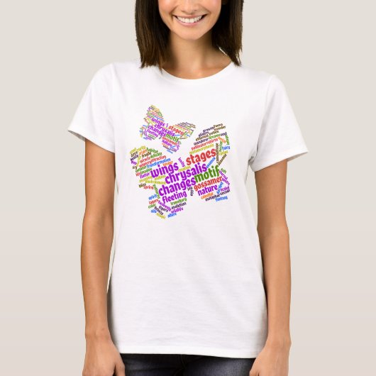 Inspirerende Elegante Vlinder Tag Cloud T-shirt (Voorkant)