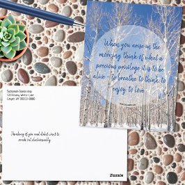 Inspirerende Espen Winterlandschap Foto & Citaat Briefkaart