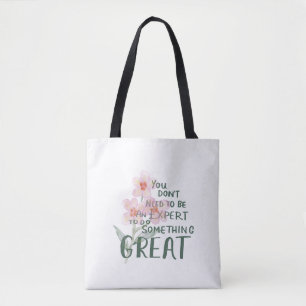 Inspirerende Expert Groot Citaat Bloemschoudertas Tote Bag