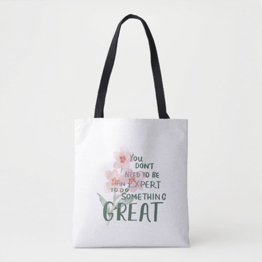 Inspirerende Expert Groot Citaat Bloemschoudertas Tote Bag (Voorkant)