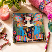 Inspirerende fee die yoga doet Aangepaste quote Notitieboek