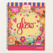 Inspirerende Floral Glow Gepersonaliseerde Plezie Planner (Voorkant)