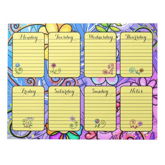 Inspirerende Floral Weekly Planner Tear Away Notit Notitieblok (Voorkant)
