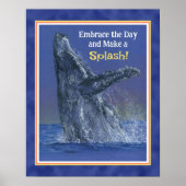 Inspirerende Fun Whale Print - Deep Blue Border (Voorkant)