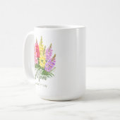 Inspirerende geboortebloem juli Moeder Wrap Koffiemok (Voorkant links)