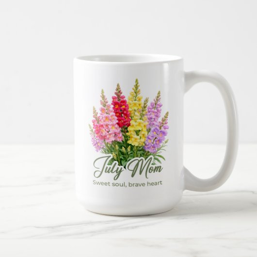 Inspirerende geboortebloem juli Moeder Wrap Koffiemok (Rechts)