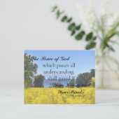 Inspirerende Gele Bloemen Weide Heuvel Meer Sympat Briefkaart (Staand voorkant)