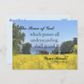 Inspirerende Gele Bloemen Weide Heuvel Meer Sympat Briefkaart (Voorkant / Achterkant)