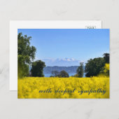 Inspirerende Gele Bloemenweide Heuvel Meer Condole Briefkaart (Voorkant / Achterkant)