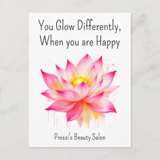 Inspirerende geluksquote roze zelfzorg briefkaart