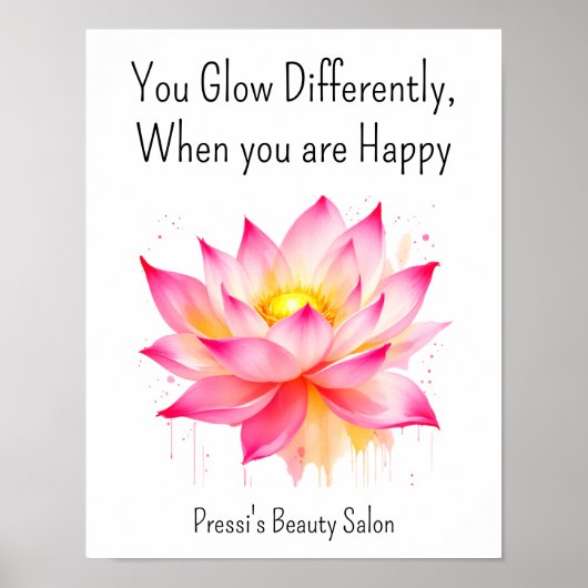Inspirerende geluksquote Roze Zelfzorg Poster (Voorkant)