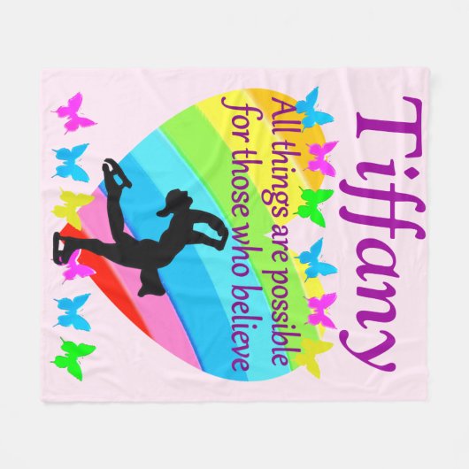 INSPIRERENDE GEPERSONALISEERDE FIGUUR SCHAATS FLEE FLEECE DEKEN (Voorkant (Horizontaal))