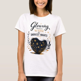 Inspirerende gloeiende harten warmen donkerste nac t-shirt