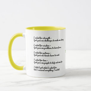 Inspirerende God Quote Mok – Kracht, Wijsheid