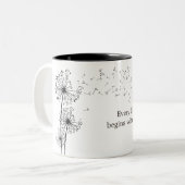 Inspirerende Grafische Dandelion van Citaat Tweekleurige Koffiemok (Voorkant links)