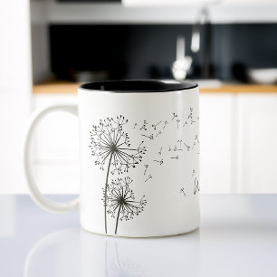 Inspirerende Grafische Wens Paardenbloem Grafisch Tweekleurige Koffiemok