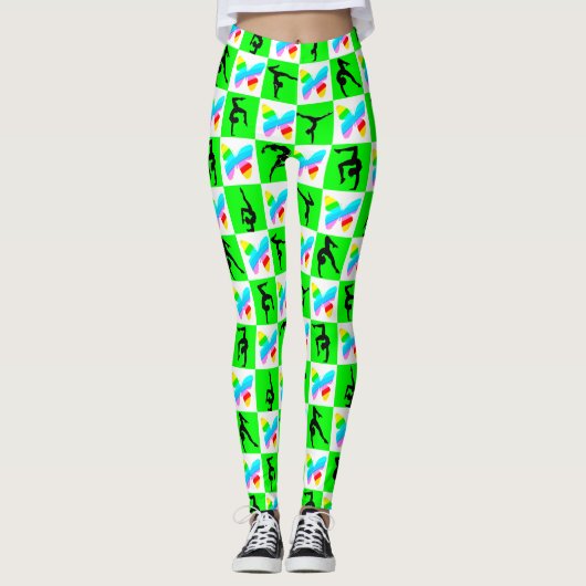 INSPIRERENDE GROENE VLINDER GYMNASTIEK LEGGINGS (Voorkant)