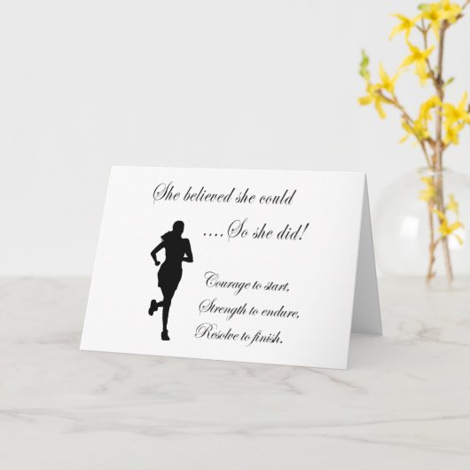 Inspirerende hardloopquote kaart (Gele Bloem)