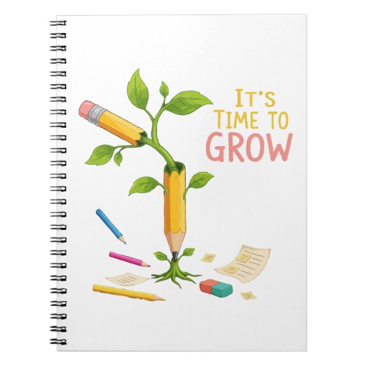 Inspirerende "Het is Tijd om te Groeien" Potlood P Notitieboek (Voorkant)