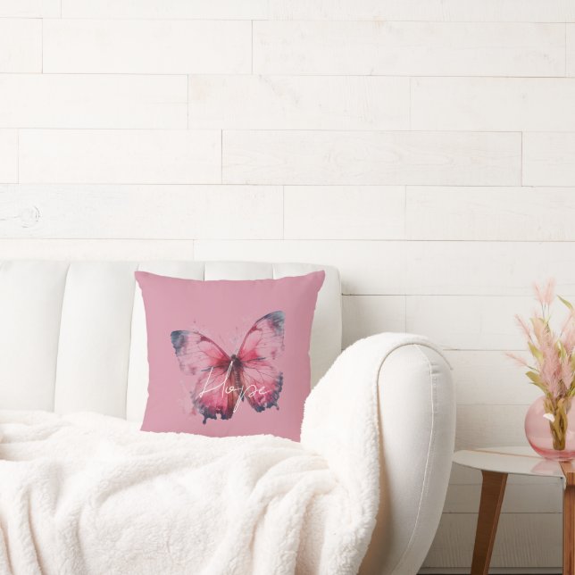 Inspirerende hoop roze vlinder kussen (Bank)