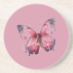 Inspirerende hoop roze vlinder zandsteen onderzetter