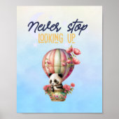 inspirerende hot air balloon panda posterprint poster (Voorkant)