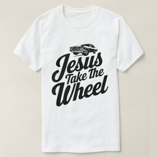 Inspirerende “Jesus neemt het stuur” T-shirt (Design voorkant)