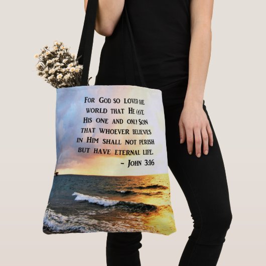 INSPIRERENDE JOHN 3:16 OCEAN FOTOONTWERP TOTE BAG (Dichtbij)