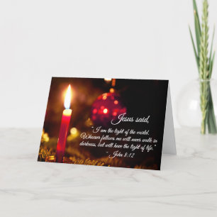Inspirerende kerstbijbeltekst, Johannes 8:12 Feestdagen Kaart