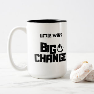 Inspirerende Kleine Overwinningen Grote Veranderin Tweekleurige Koffiemok