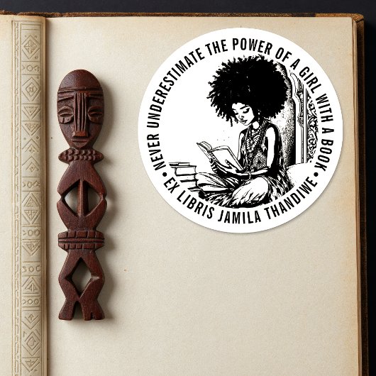Inspirerende "Kracht van een Meisje" Ex Libris Boo Ronde Sticker